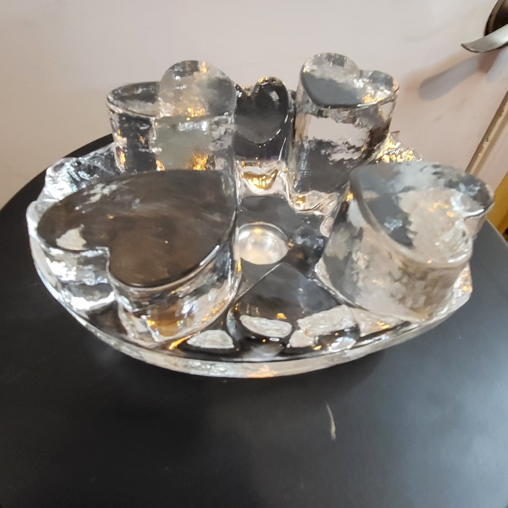 Crystal Ice Glass Heart Votive Candle Holder - Picture 5 of 11